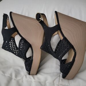 Lucky Brand Black Wedge Sandals